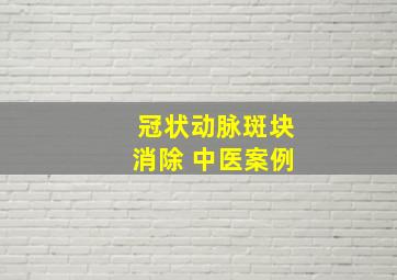 冠状动脉斑块消除 中医案例